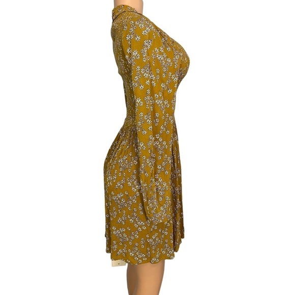 Patrons of Peace High Neck Mustard Yellow Smocked Floral Dress - Picture 5 of 11